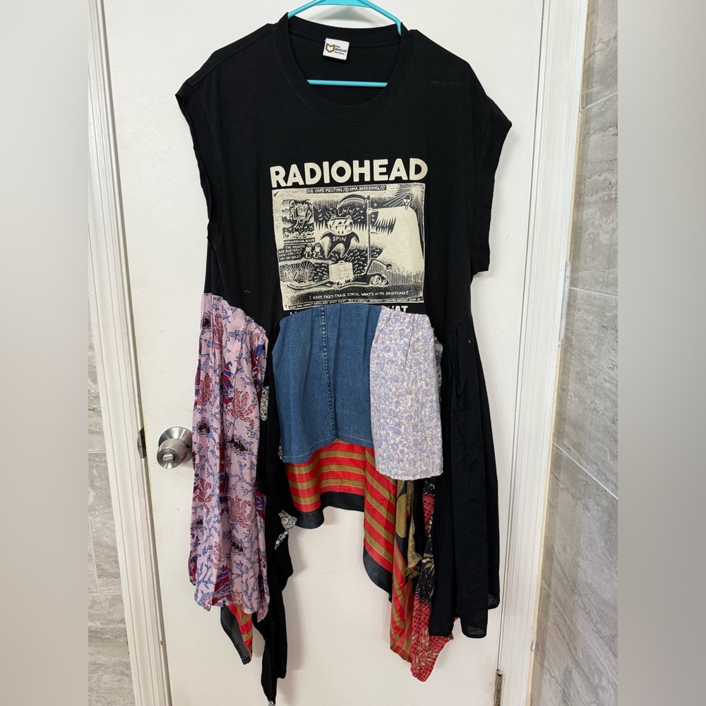 Radiohead Graphic Patchwork Tunic Top - Black - The Morgan Factory